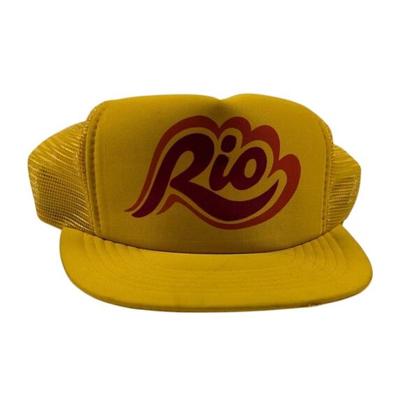 Vintage Rio Airlines Meshback Snapback Yellow Red Summer Bright Snapback Hat - Picture 1 of 6